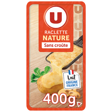 Fromage à Raclette sans croute tranchée,  27%mg, 400g