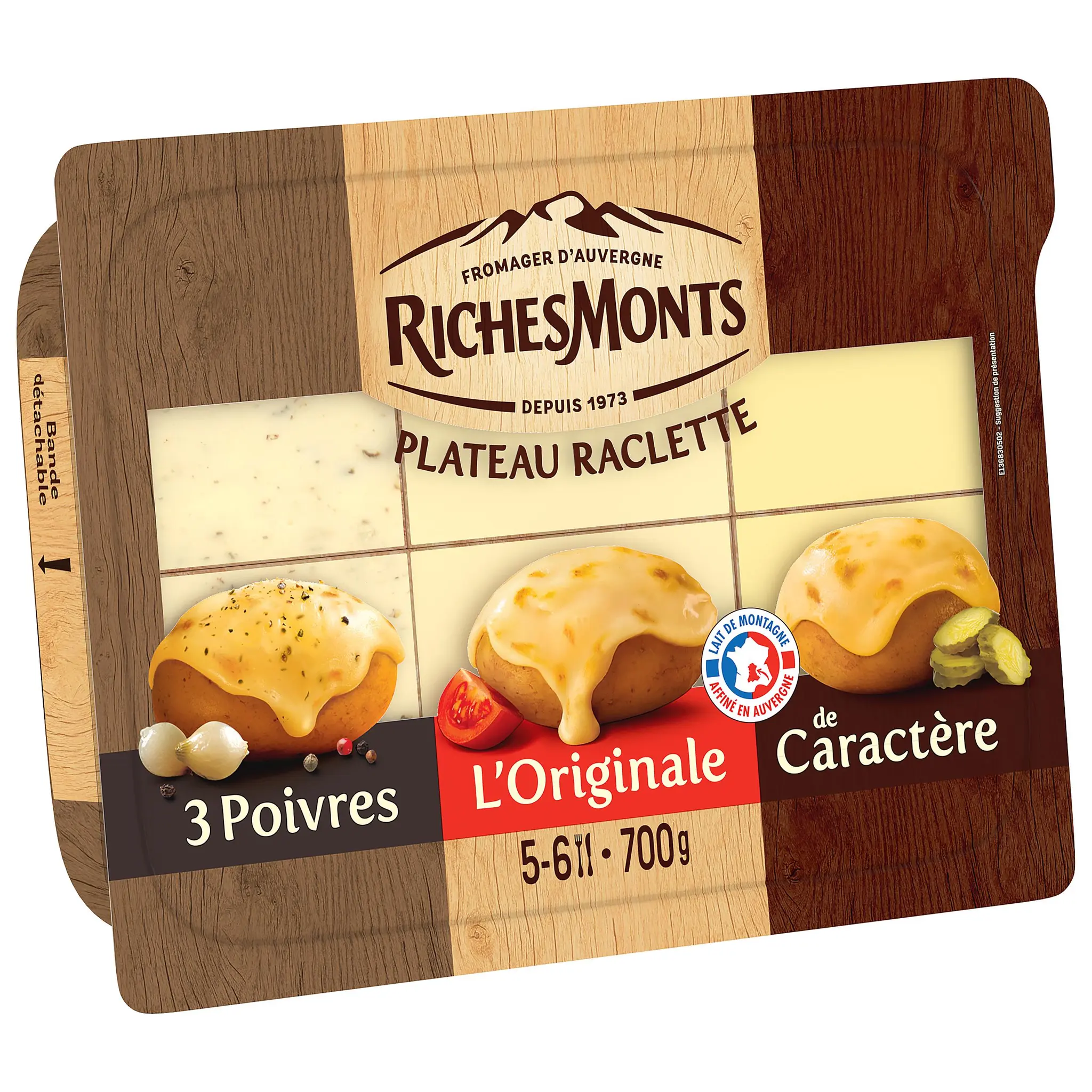 RICHESMONTS Plateau raclette classique 3 poivres et de caractère