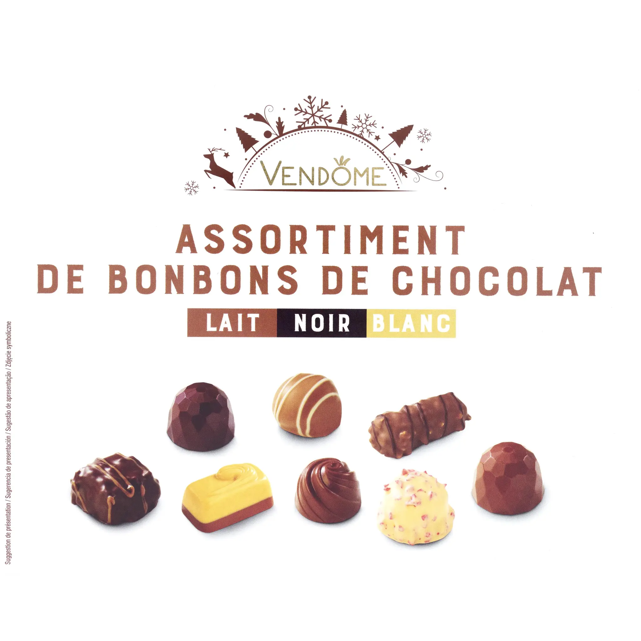 VENDOME Assortiment de bonbons de chocolat lait noir blanc