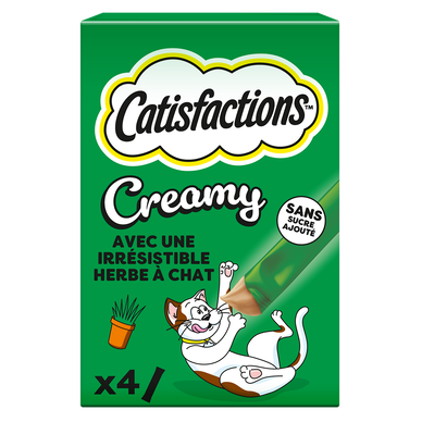 Friandises chat et chatons Creamy snacks herbe à chat CATISFACTIONS -4X10g