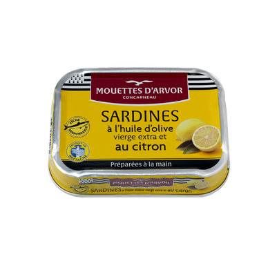 Sardines à l'huile d'olive et au citron LES MOUETTES D'ARVOR, 115g