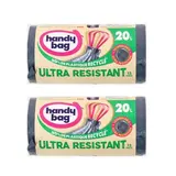 Handy Bag Sacs poubelle 20L avec poignées coulissantes ultra protection, Lot de 2x15 sacs de 20L