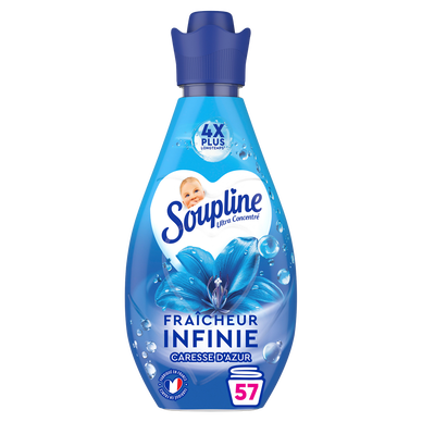 Adoucissant SOUPLINE Ultra concentré Fresh Azur 57 lavages 740ml