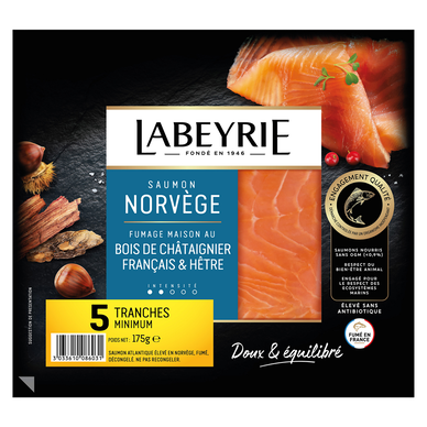 Saumon fumé de Norvège LABEYRIE 5 tranches 175g
