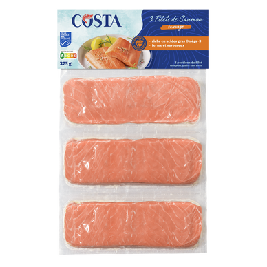 Filets de saumon sauvage MSC COSTA x3 375g