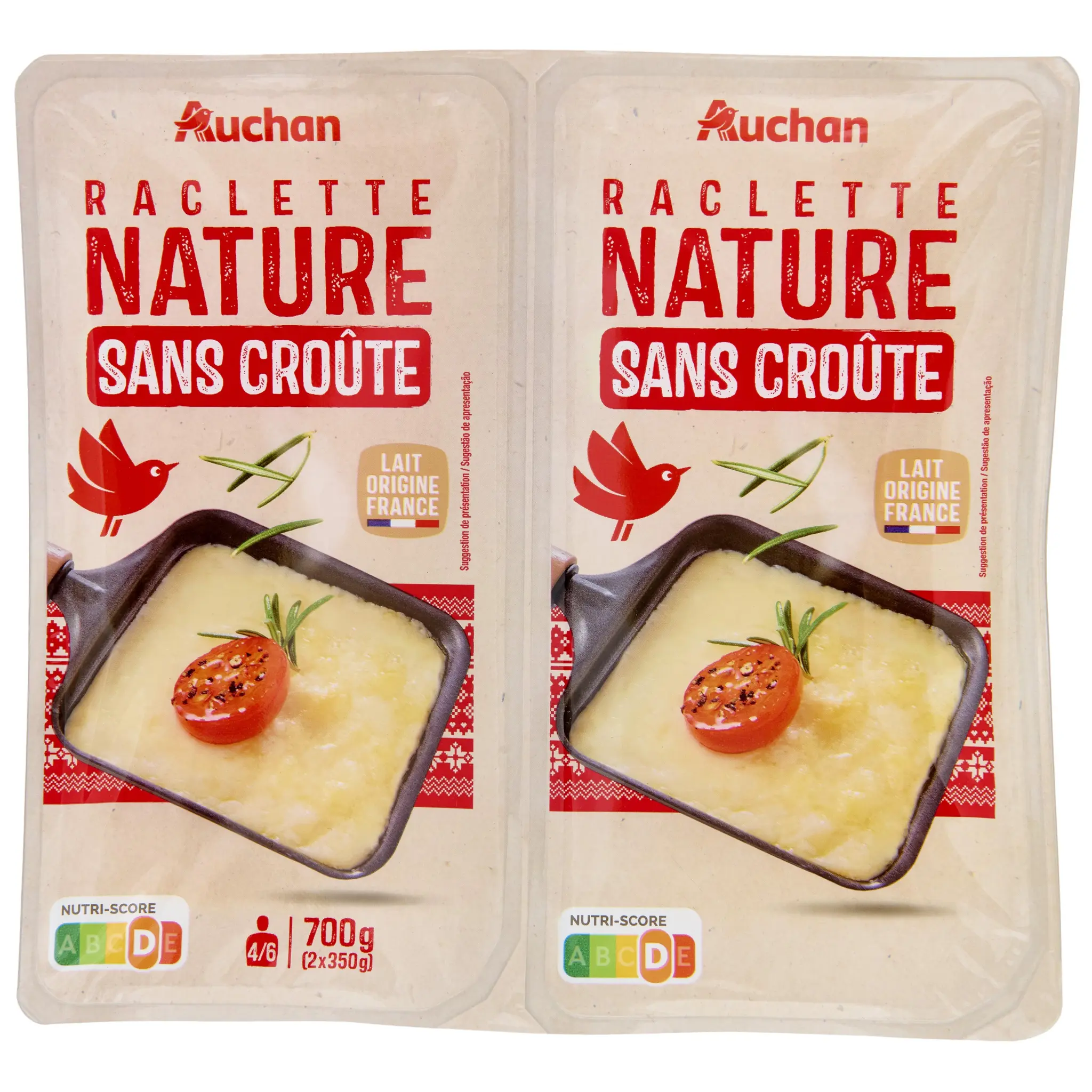 AUCHAN Fromage à raclette nature sans croûte