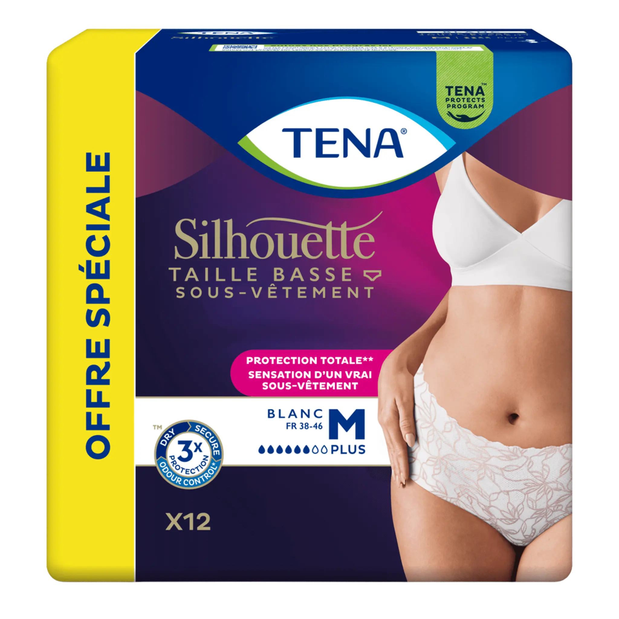 TENA Silhouette sous vêtement taille basse blanc taille M