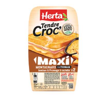 Croque monsieur MAXI Montagnard sans nitrite, Herta (x 2, 310 g)