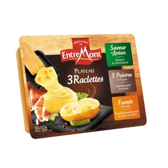 Fromage à Raclette Saveur d'Antan, 3 Poivres & Fumé ENTREMONT