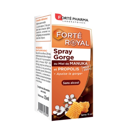 Complément Alimentaire Spray Gorge au Miel de Manuka et Propolis Sans Alcool FORTE PHARMA
