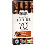Nestlé L'Atelier 70% Noir intense Tablette caramel et amandes 150g
