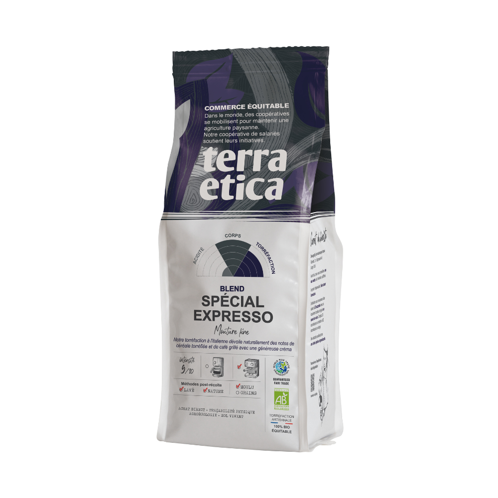 Café moulu Expresso arabica robusta bio équitable