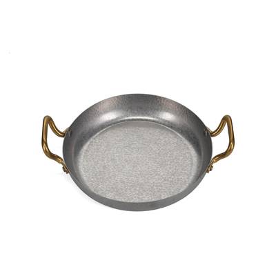 Collection Serve Plat à servir 24 x H 5 cm avec poignée dorée martelée argent antique Serve, 1 pièce