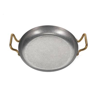 Collection Serve Plat à servir 28 x H 5 cm avec poignée dorée martelée argent antique Serve, 1 pièce