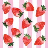 Paperproducts Design Serviette en papier Fraises & Stripes, 20 serviettes de 33 x 33 cm