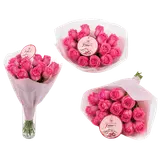 Bouquet 15 roses tons rose hauteur 40cm Kenya