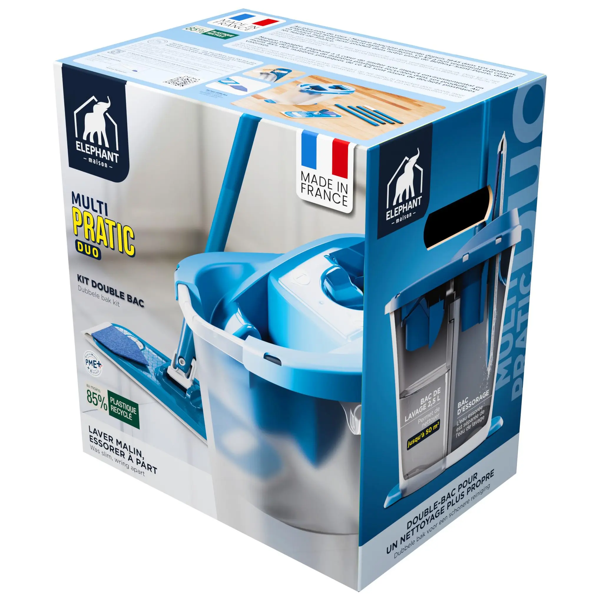 ELEPHANT Balais serpillère kit microfibre avec essoreur intégré