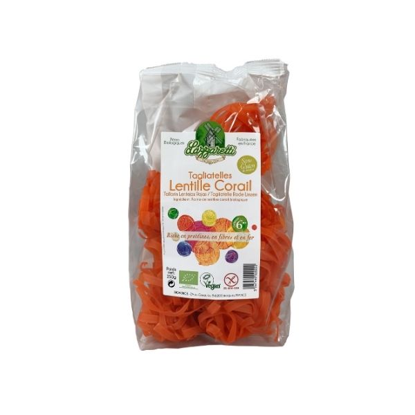 Tagliatelles aux lentilles corail bio
