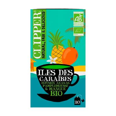 Clipper Infusion îles des caraibes Ananas Pamplemousse Mangue bio, 20 sachets