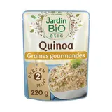 Jardin Bio Etic Quinoa graines gourmandes bio sans gluten en sachet micro-ondable, 220g