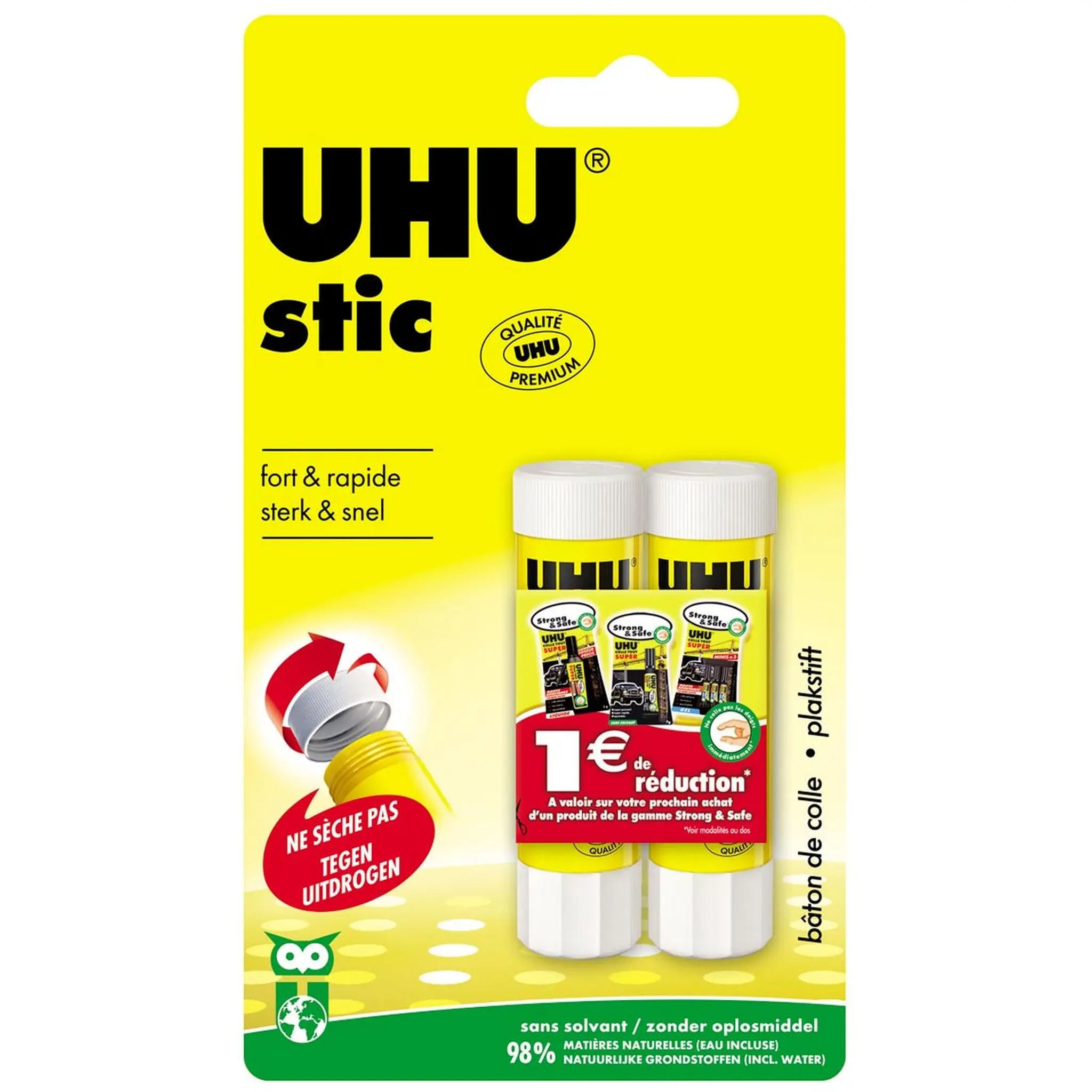 UHU Bâtons de colle fort et rapide 8,2g