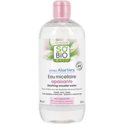 Eau micellaire apaisante 3 en 1 Hydra Aloe Vera BIO, So'Bio Etic (500 ml)