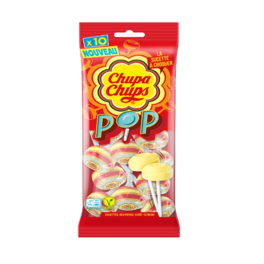 Bonbon Flowpack Lollies Dextrose Gout Citron CHUPA CHUPS