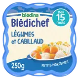 BLEDINA BLEDICHEF - Plat bébé légumes cabillaud, dès 15 mois - 250g -Repas bébé