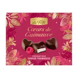 Guimauves enrobées de Chocolat Noir Cœur Coulant Framboise ESPRIT DE FETE