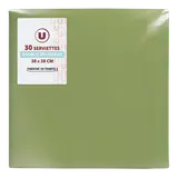 Serviette en ouate microgaufrée 38x38cm 2 plis vert olive x30