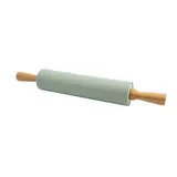 Point virgule Rouleau à pâtisserie en silicone Platine avec poignées bambou Iceberg Green, 1 pièce