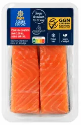 Pavés de saumon avec peau, sans arêtes