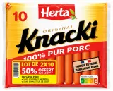 Herta Knacki 100% pur porc, lot de 2 x 10