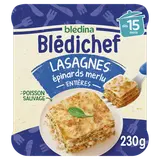 BLEDINA BLEDICHEF - Plat bébé du midi Lasagnes épinards merlu, dès 15mois - 230g