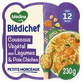 BLEDINA BLEDICHEF - Plat bébé Couscous Végétal aux Légumes, PoisChiches dès 12 mois - 1x230g