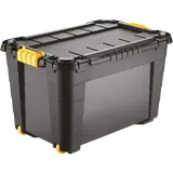 Boîte de rangement 60l noir/jaune x3