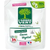 L'arbre Vert Lessive hypoallergénique au savon végétal recharge, 1,53L