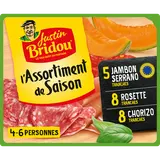 Assortiment de jambon serrano ETG, jambon cru traditionnel d'espagne,rosette supérieure et chorizo JUSTIN BRIDOU 260g