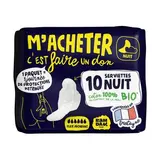 Ramdam social Serviette Hygiéniques Flux Abondant Serviettes Nuit Coton 100% Bio, 10 serviettes