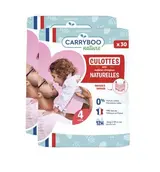 Lot de 2 Couches culotte peaux sensibles T4 / 8-15 kg, Carryboo Nature (x 60)