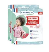 Lot de 2 Couches culotte peaux sensibles T6 - XL / 16-30 kg,  Carryboo Nature (52 couches)