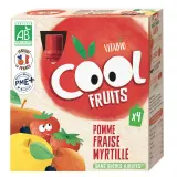 VITABIO Gourdes Cool Fruits compotes de pomme fraise myrtille sans sucres ajoutés