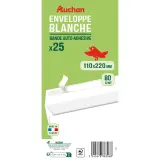 AUCHAN Enveloppes x25 110x220 cm 80G avec bande auto Adhésive - Blanc