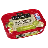 Sardines à l'huile olive vierge extra bio CONNETABLE, 1/5, 135g