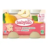 Babybio Pommes d'Aquitaine et Coing bio Pot Bébé Dès 4 mois, 2x130g