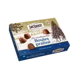 Boules de chocolat au lait fourrées praliné rangées JACQUOT, boite de1kg