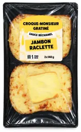Croque-monsieur gratiné jambon raclette, sauce béchamel