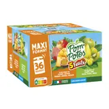 Compote 5 fruits pomme kiwi poire prune raisin et goyave mangue ananas passion sucres ajoutés POM'POTES