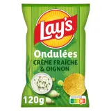 LAY'S Chips ondulées saveur crème fraîche et oignon
