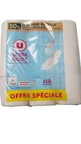 Papier toilette ultra doux triple épaisseur, U (x 18 rouleaux)